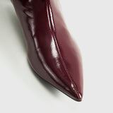 Pointed Toe Mid Heel Knee High Boots
