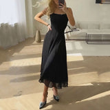 Square Neck Midi Dress with Flowy A Line Skirt