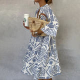 Bohemian Print V-Neck Maxi Dress