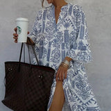 Bohemian Print V-Neck Maxi Dress