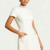 Short Sleeve Knit Mini Dress with Contrast Trim