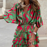 Floral Tiered Mini Dress with Smocked Waist