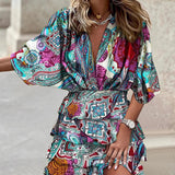 Floral Tiered Mini Dress with Smocked Waist