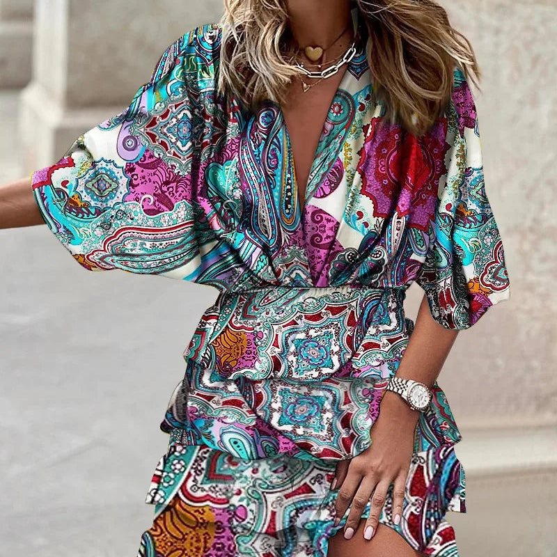 Floral Tiered Mini Dress with Smocked Waist