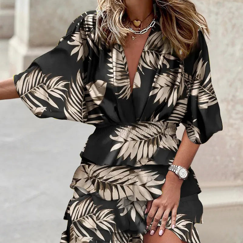 Floral Tiered Mini Dress with Smocked Waist