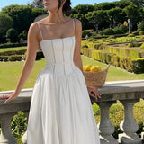 Strapless Corset Midi Dress with Full Skirt