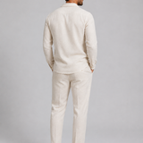 Men's Linen Blend Shirt and Drawstring Trousers Set