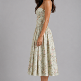 Women's Floral Sweetheart Neck Midi Dress