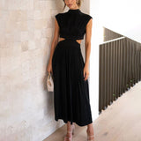 Pleated Cap Sleeve Midi Dress