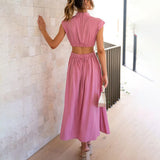 Pleated Cap Sleeve Midi Dress