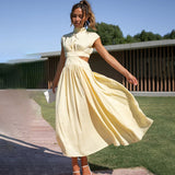 Pleated Cap Sleeve Midi Dress