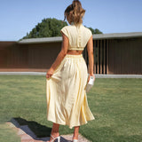 Pleated Cap Sleeve Midi Dress