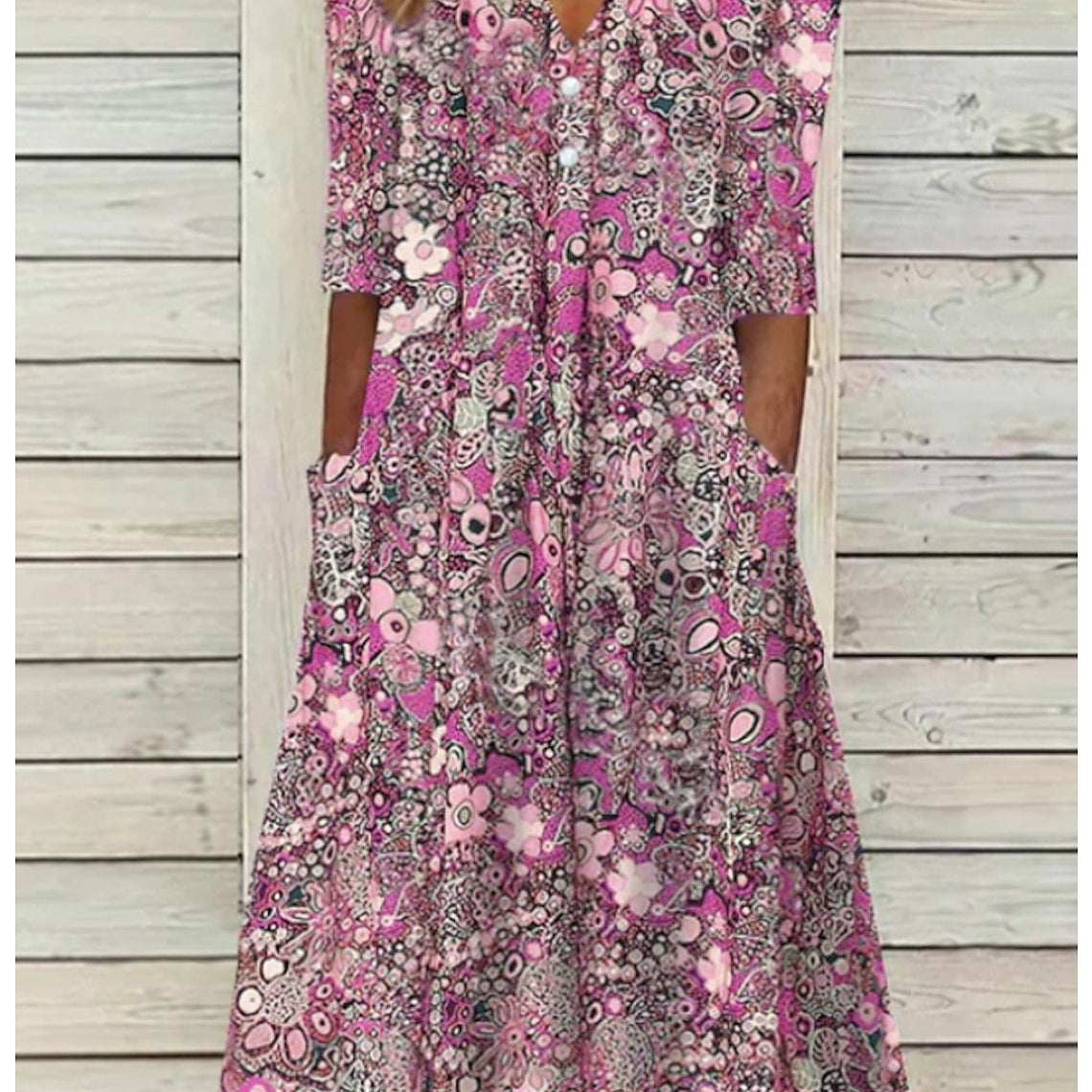 Floral V-Neck Midi Dress