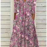 Floral V-Neck Midi Dress