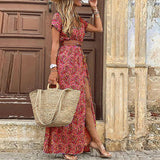 Floral Wrap Maxi Dress with Side Slit