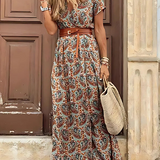 Floral Wrap Maxi Dress with Side Slit