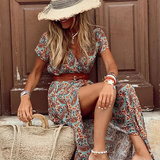 Floral Wrap Maxi Dress with Side Slit