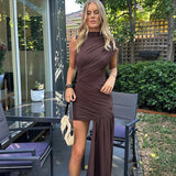 Asymmetric Draped Mini Dress with One Shoulder Design