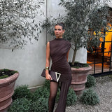 Asymmetric Draped Mini Dress with One Shoulder Design