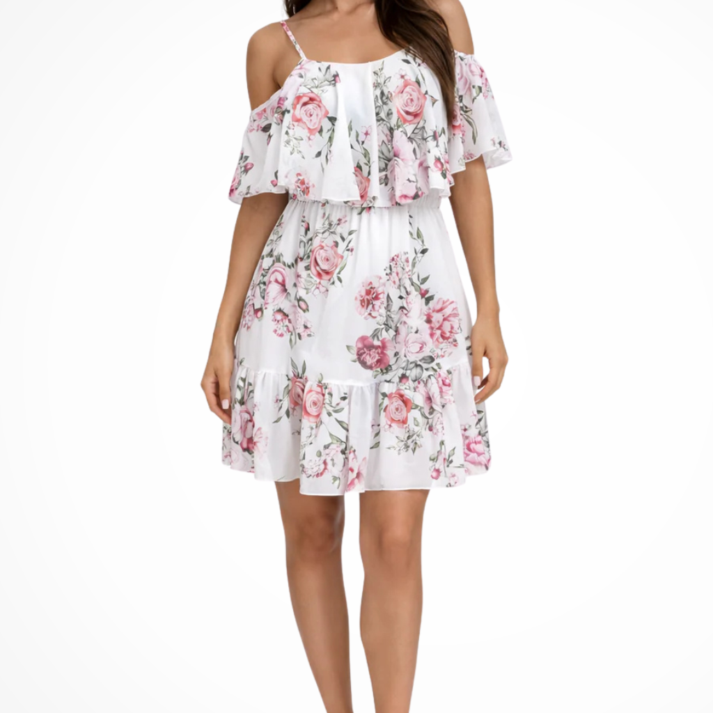 Floral Off-Shoulder Ruffle Mini Dress