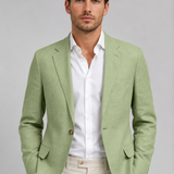 Men's Single-Breasted Linen Blend Blazer