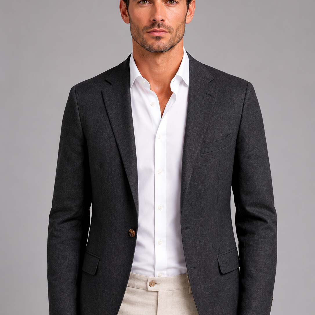 Men's Single-Breasted Linen Blend Blazer