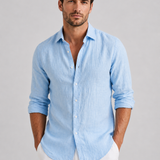 Men's Linen Blend Button-Up Shirt