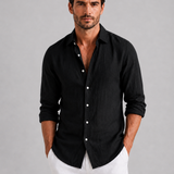 Men's Linen Blend Button-Up Shirt