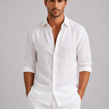 Men's Linen Blend Button-Up Shirt