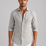 Men's Linen Blend Button-Up Shirt