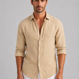 Men's Linen Blend Button-Up Shirt