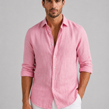 Men's Linen Blend Button-Up Shirt