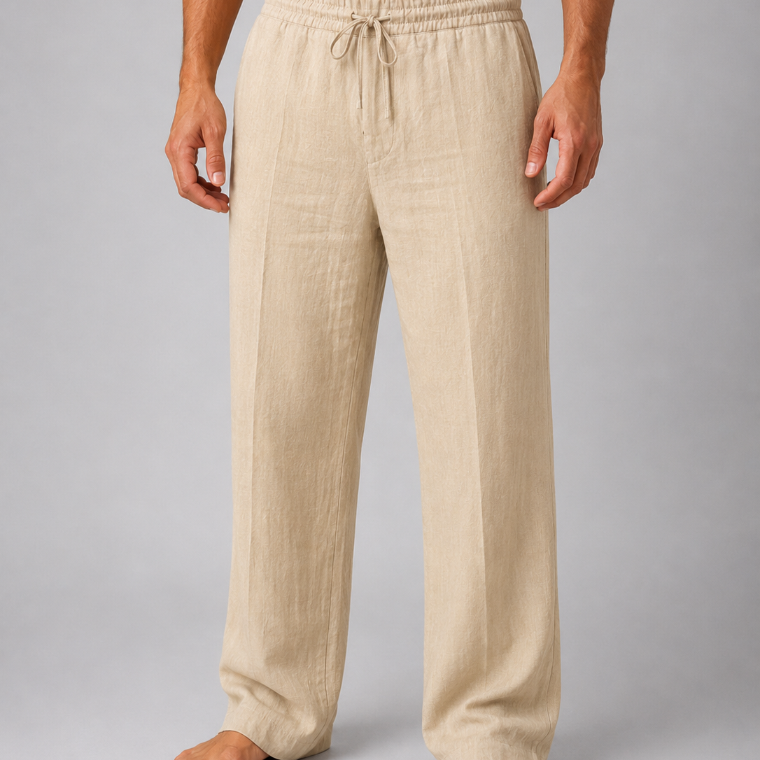 Men's Linen Blend Drawstring Trousers