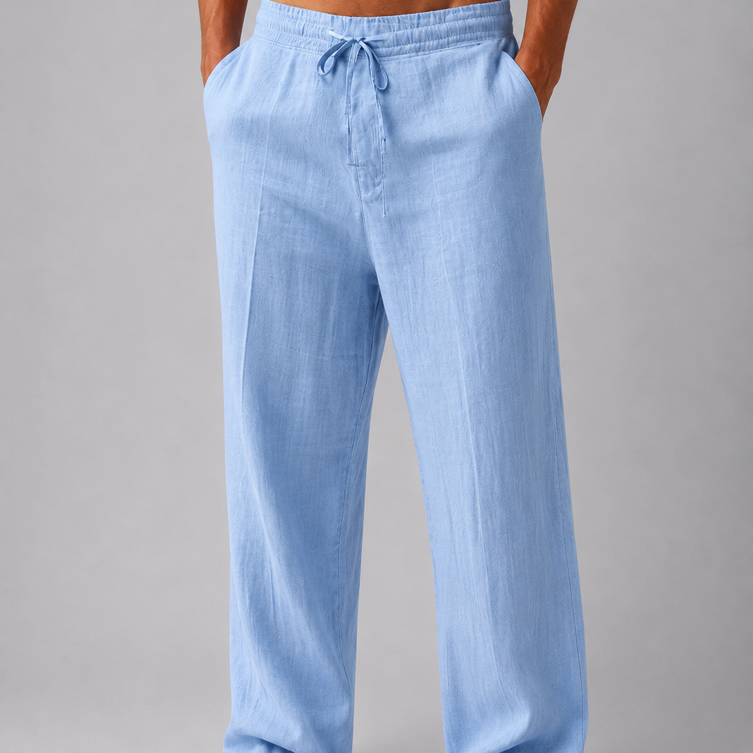 Men's Linen Blend Drawstring Trousers