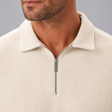 Men's Textured Zip Polo Shirt and Shorts Set