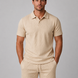Men's Textured Polo Shirt and Shorts Set
