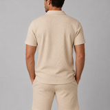 Men's Textured Polo Shirt and Shorts Set