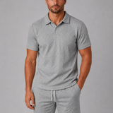Men's Textured Polo Shirt and Shorts Set