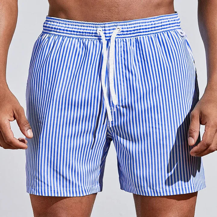 Men's Striped Drawstring Swim Shorts