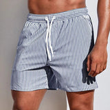 Men's Striped Drawstring Swim Shorts