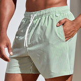 Men's Striped Drawstring Swim Shorts