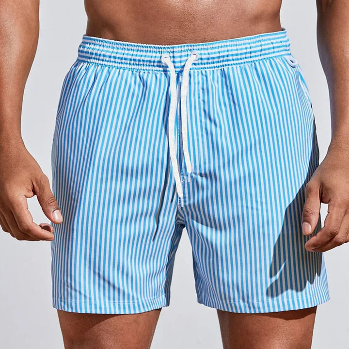 Men's Striped Drawstring Swim Shorts