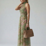 Floral Halter Neck Maxi Dress