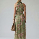 Floral Halter Neck Maxi Dress