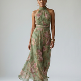 Floral Halter Neck Maxi Dress