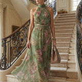 Floral Halter Neck Maxi Dress
