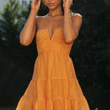 Halter Neck Tiered Mini Dress
