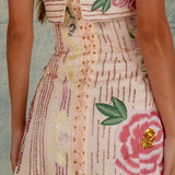 Strapless Floral Mini Dress with Pleated Fit