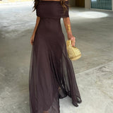 Off-Shoulder Ruched Maxi Dress