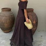 Off-Shoulder Ruched Maxi Dress